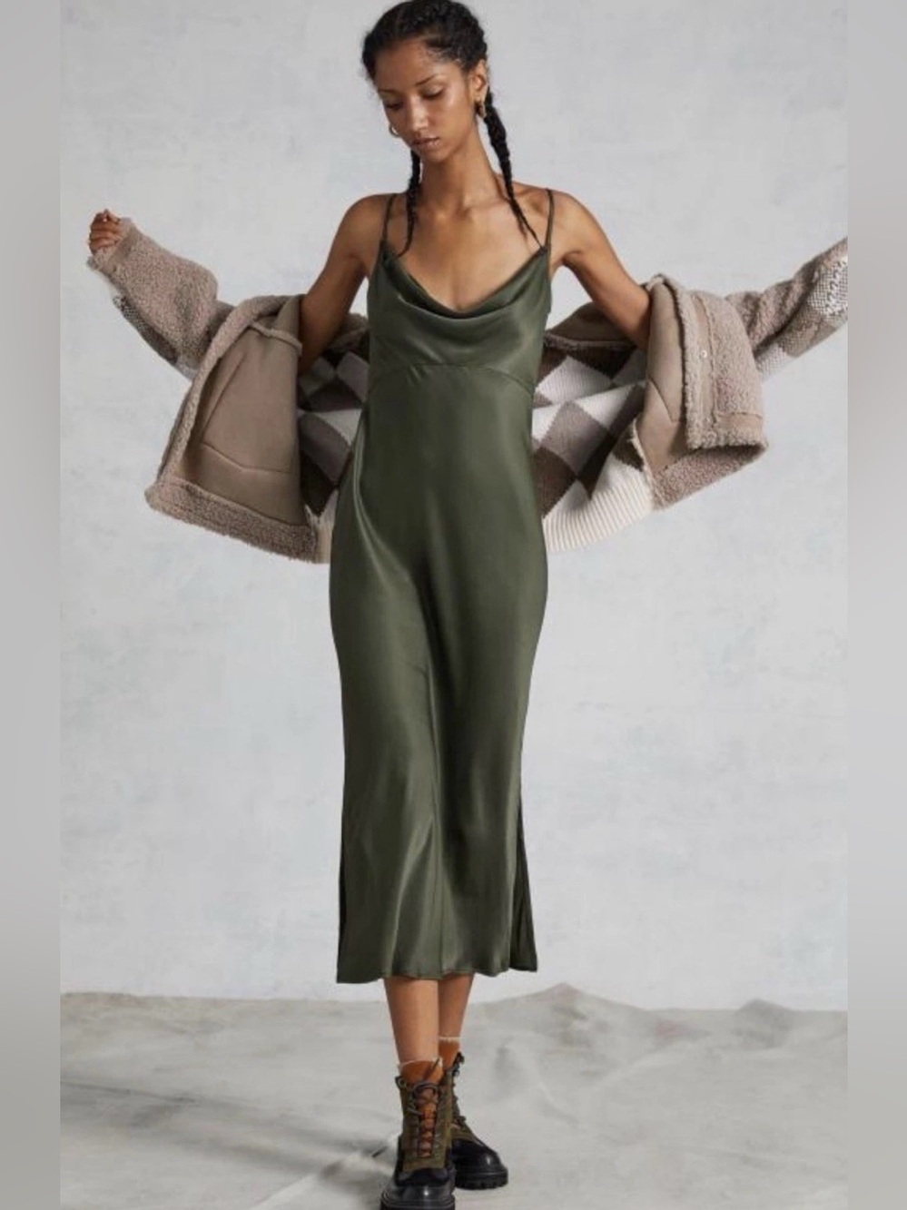 Anthropologie Elyse Maxi Dress in olive Green Size Medium NWT